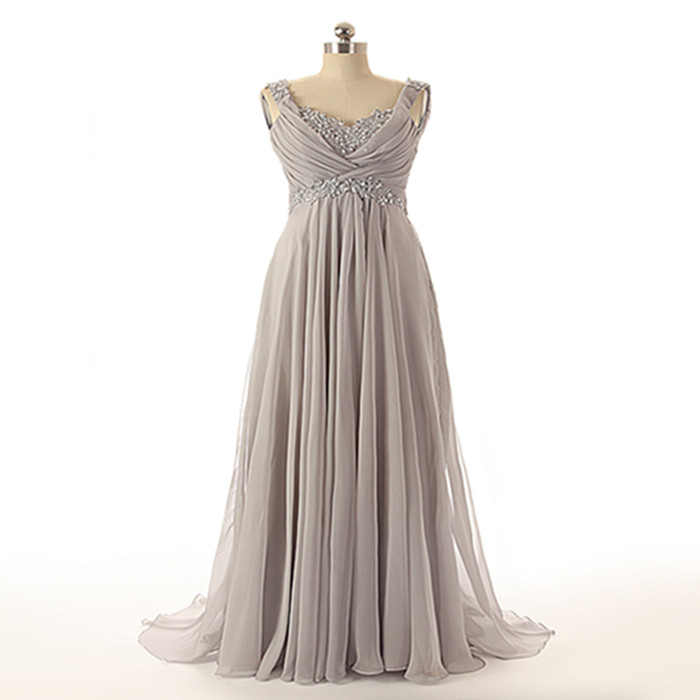 gray beaded gown